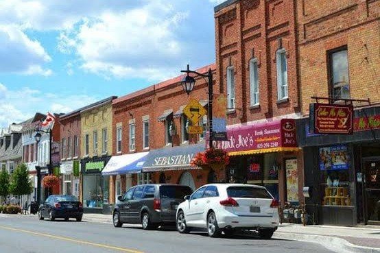 A walkable main street with shops in Markham